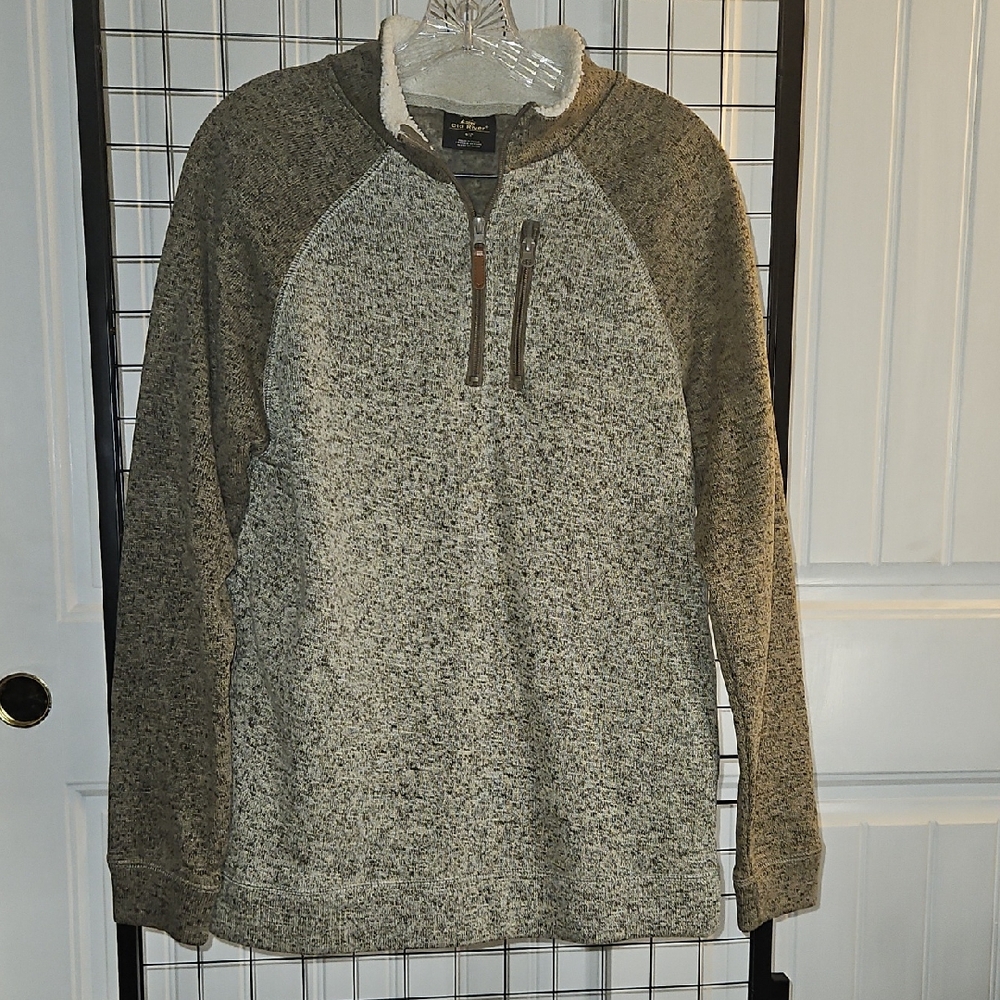 Old River Women's Half-Zip Sweatshirt in Brown Heather (0097)